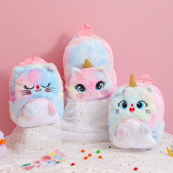 Cute Plush Unicorn Toddler Mini Travel Bag Princess Plush Backpack for Girls 1-6 - Picture 5 of 16